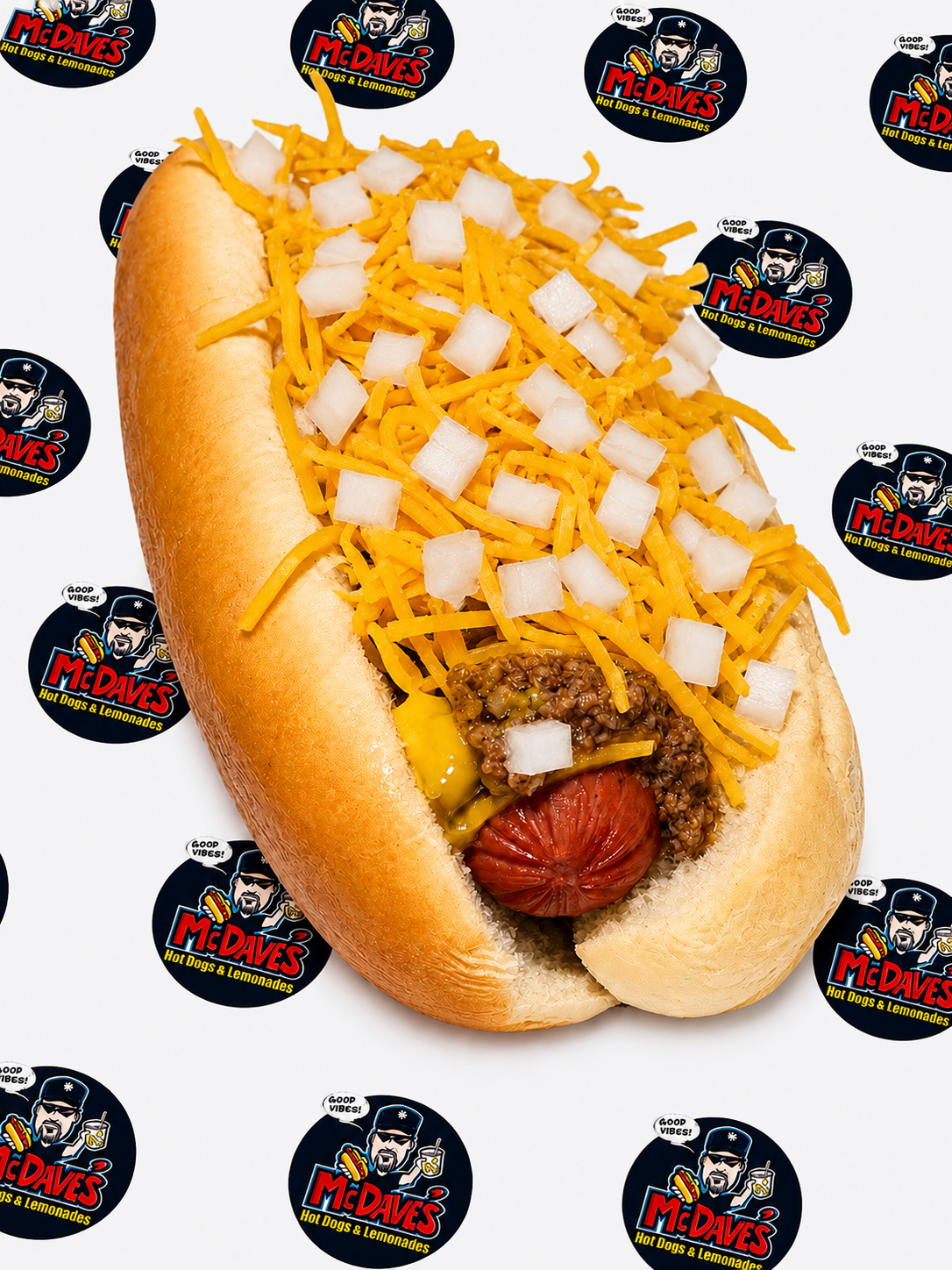 Cheese coney dog with shredded cheese and onions